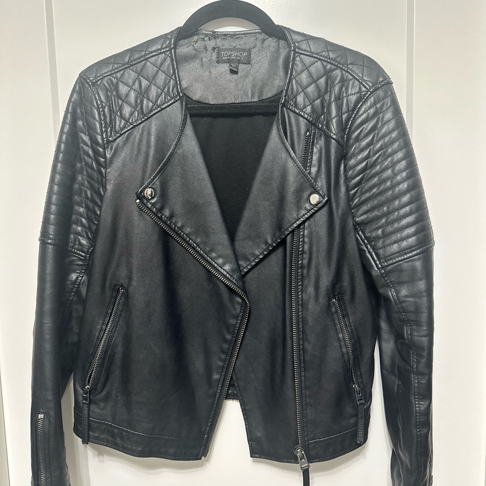 Topshop Black Leather Biker Jacket